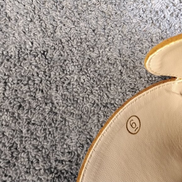 🥿 Juliet Holy Womens Size 6 Camel Suede Loafers Gold Chain Pointed Toe Mules - Picture 7 of 10